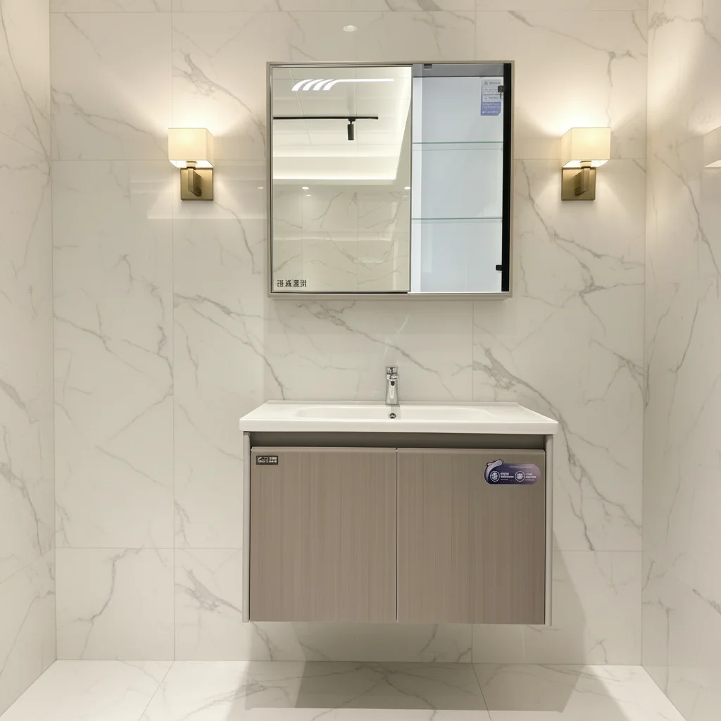 Modern Wall Hung Vanity Combo Aluminum Profile Stainless Steel Lacquer Finish Bath Bathroom Vanity Set Bathroom Vanities
