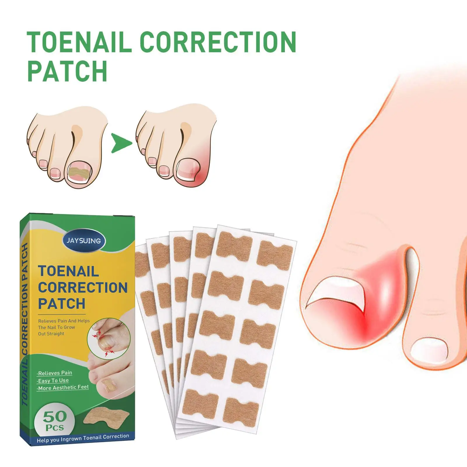 

Пластыри для коррекции ногтей на ногах, облегчение вросших ногтей, выпрямление, дизайн, уменьшение, поддержка натуральных масел, дышащая формула боли F4Q5