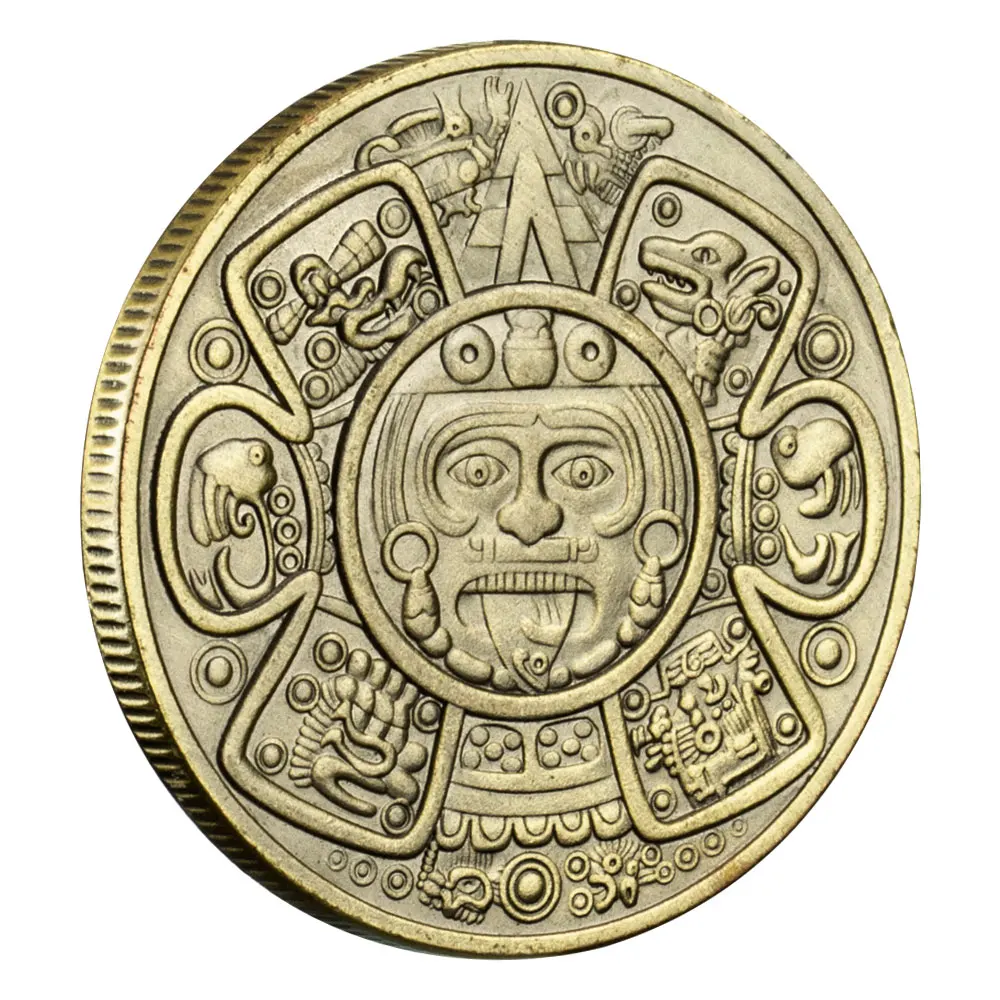 Aztec Ancient bronze Mysterious Collectibles Crafts Gifts Mexico Mayan Commemorative Coin Collection Collect Art