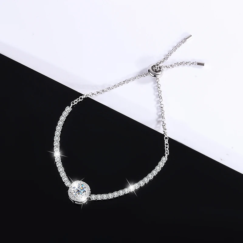 S925 Silver Mosan diamond Galaxy bracelet Mosan stone bag simple women\'s anniversary gift