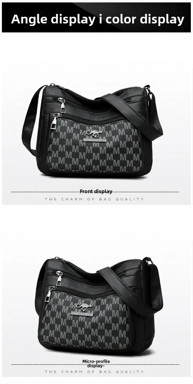 Klassisches Buchstaben-M-Design, mehrlagige Reißverschlusstasche, einzelne Schulter-Crossbody-Taschen für Damen, täglicher Gebrauch, Arbeit, Reisen, Ausflug, Party – Detail 18