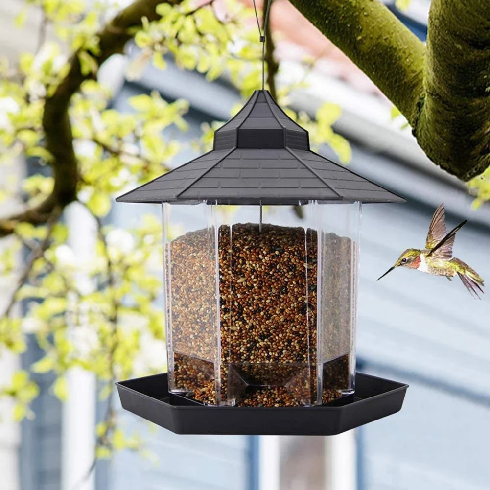 Waterproof Gazebo Hanging Wild Bird Feeder Outdoor Container With Hang Rope Feeding House Type Bird Feeder Aves Decor