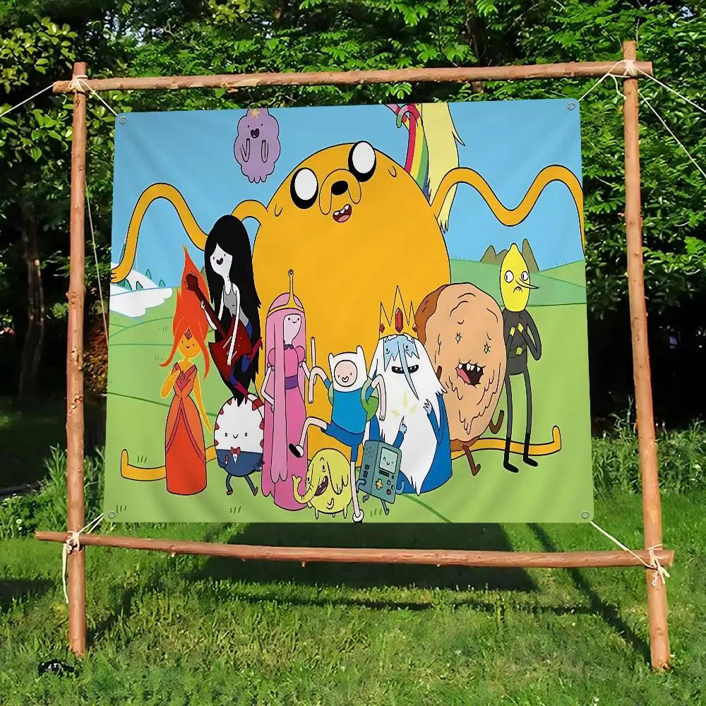 Animated A-Adventure Cartoon T-Time High End Quality Banner Printing Artistic Atmosphere Style Camping Flag