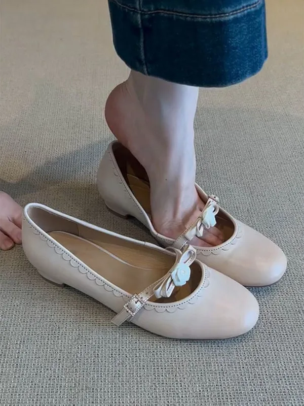 Leather Version Slip-On Casual Mary Jane Shoes 2025 New Versatile Breathable Slip-On Flat Bottom Single Shoes Fashionable Cas...