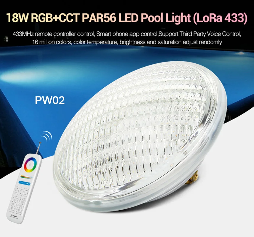 Imagem -02 - Miboxer Lâmpada de Led Rgb Mais 27w Par56 Luz de Piscina Led Pw01 Pw02 à Prova Dágua Ip68 Gateway de 433mhz Controle Remoto de Zona