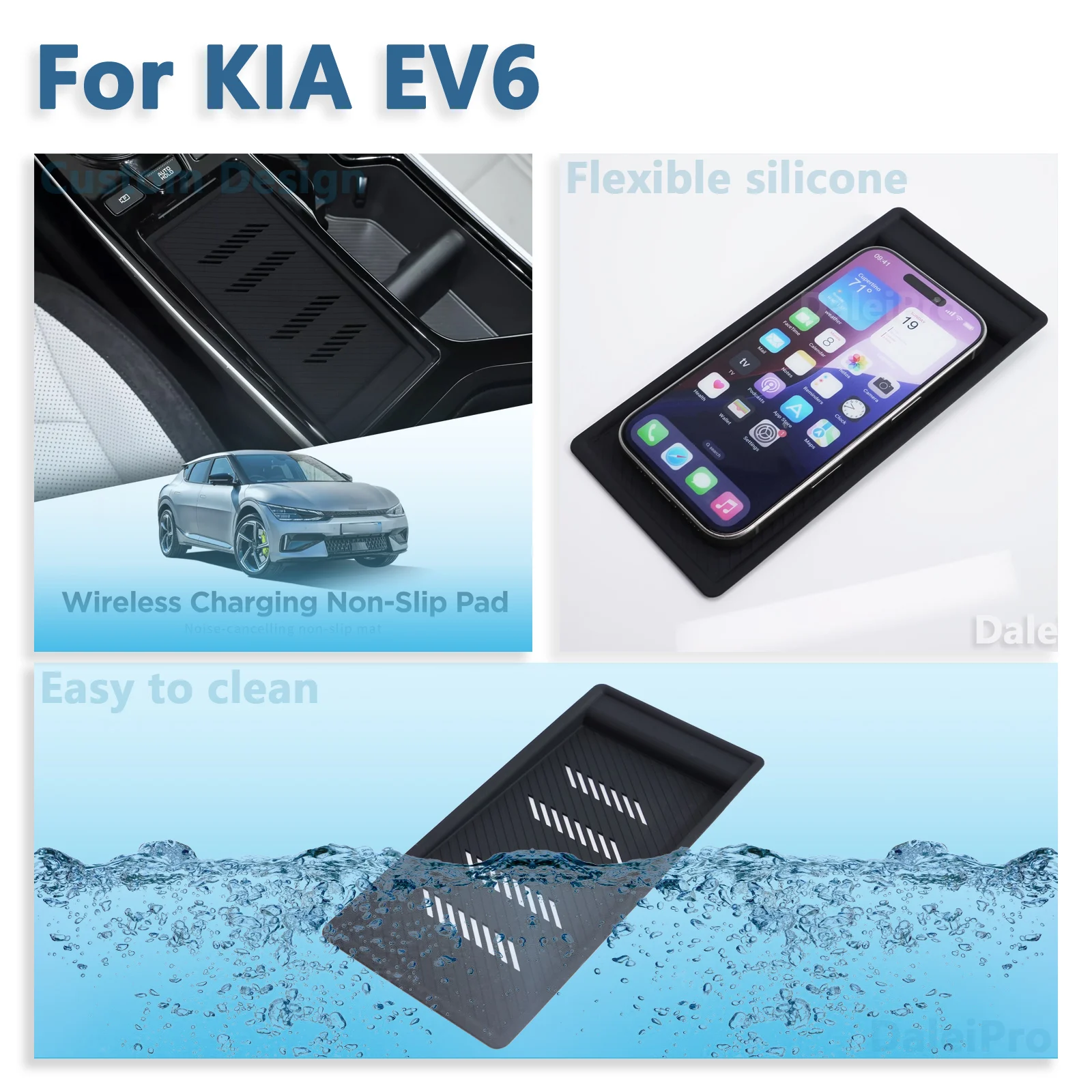For KIA EV6 2022 2023 2024 Car Wireless Charging Pad Car Phone Non-slip Mat Silica Gel Scratch-resistant Pad for EV6 Accessories