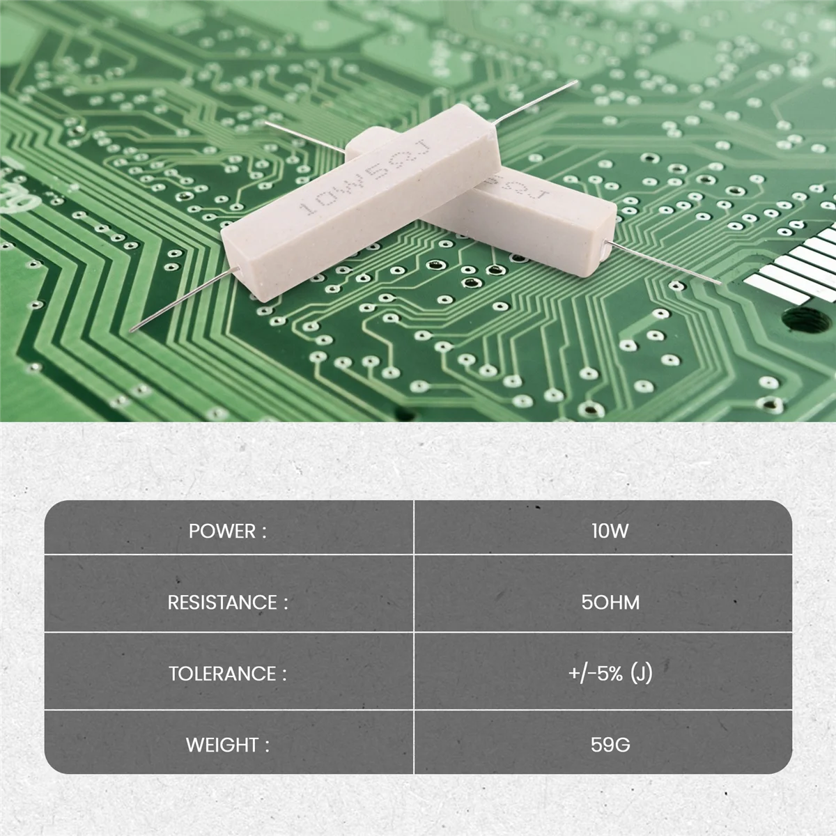 5 resistencias de cemento cerámico bobinadas de 5 ohmios y 10 W