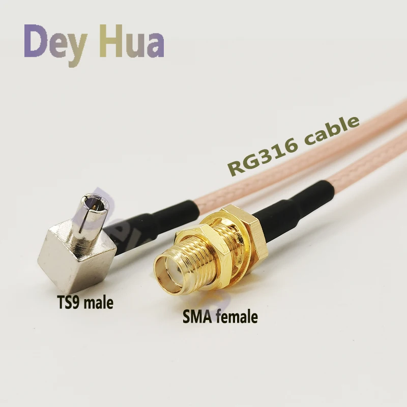 

1/10/100pcs sma cable female SMA to TS9 CRC9 male Wifi antenna bent RA RF RG316 FPV antenna adapter cable