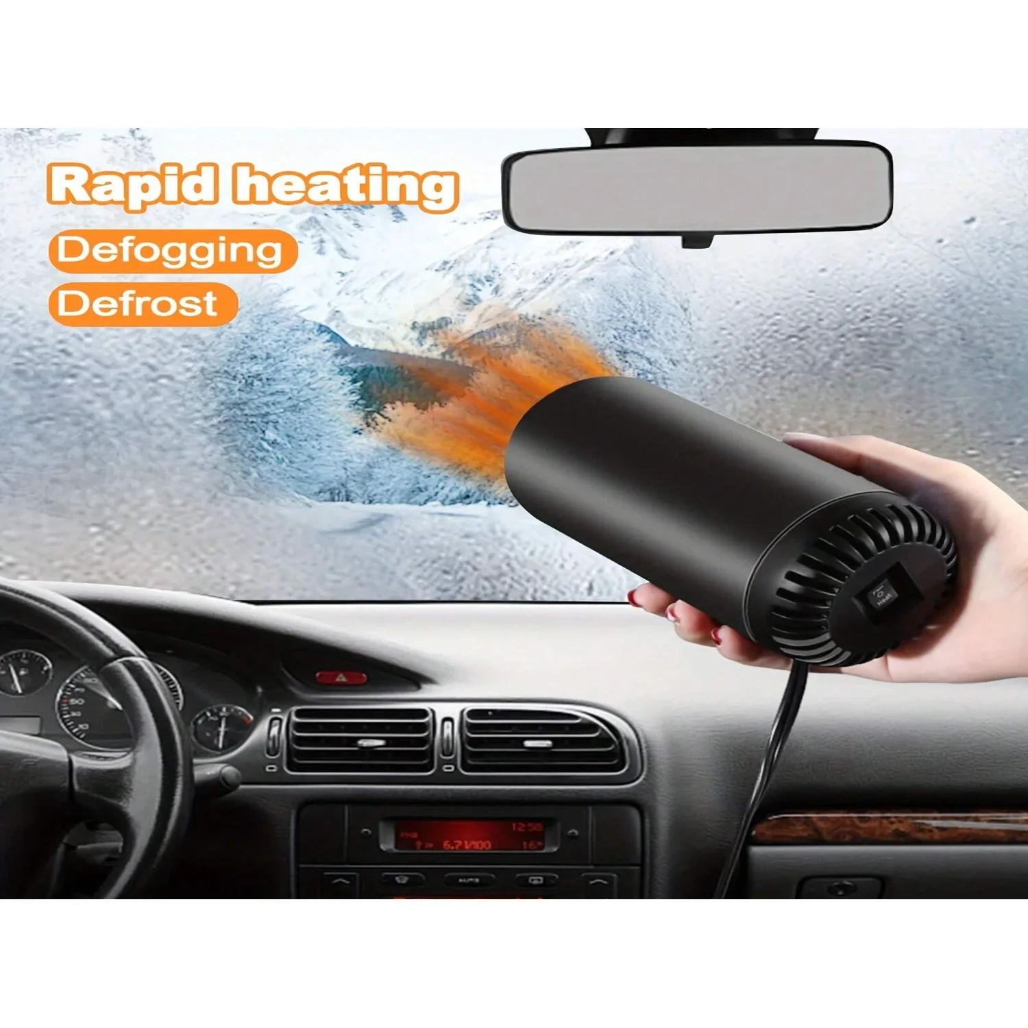 12V Multi-Functional Car Heater With Stand, Defrost & Warm, Winter & Summer Use, Cup-Shaped Cylinder Heater, Quick & Convenient 