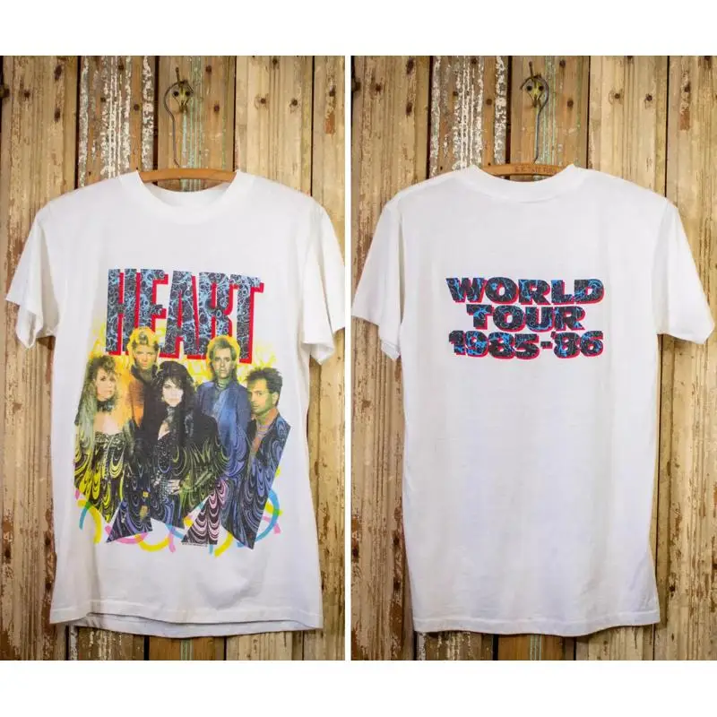 

Винтажная футболка с концертом Heart World Tour 198586, белая