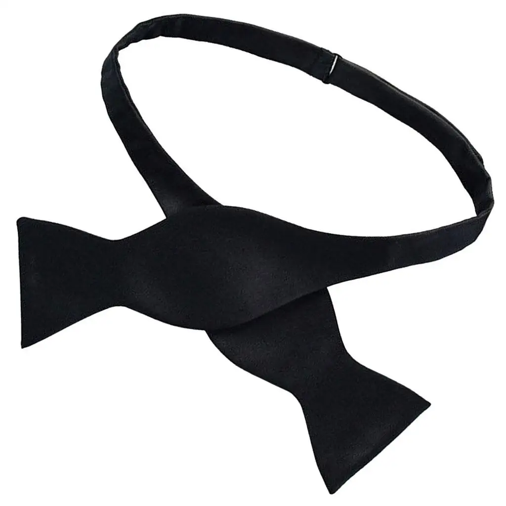 Elegant Black Silk Bow Tie Adjustable Self Tie for Men Formal Necktie for Wedding and Office Suit