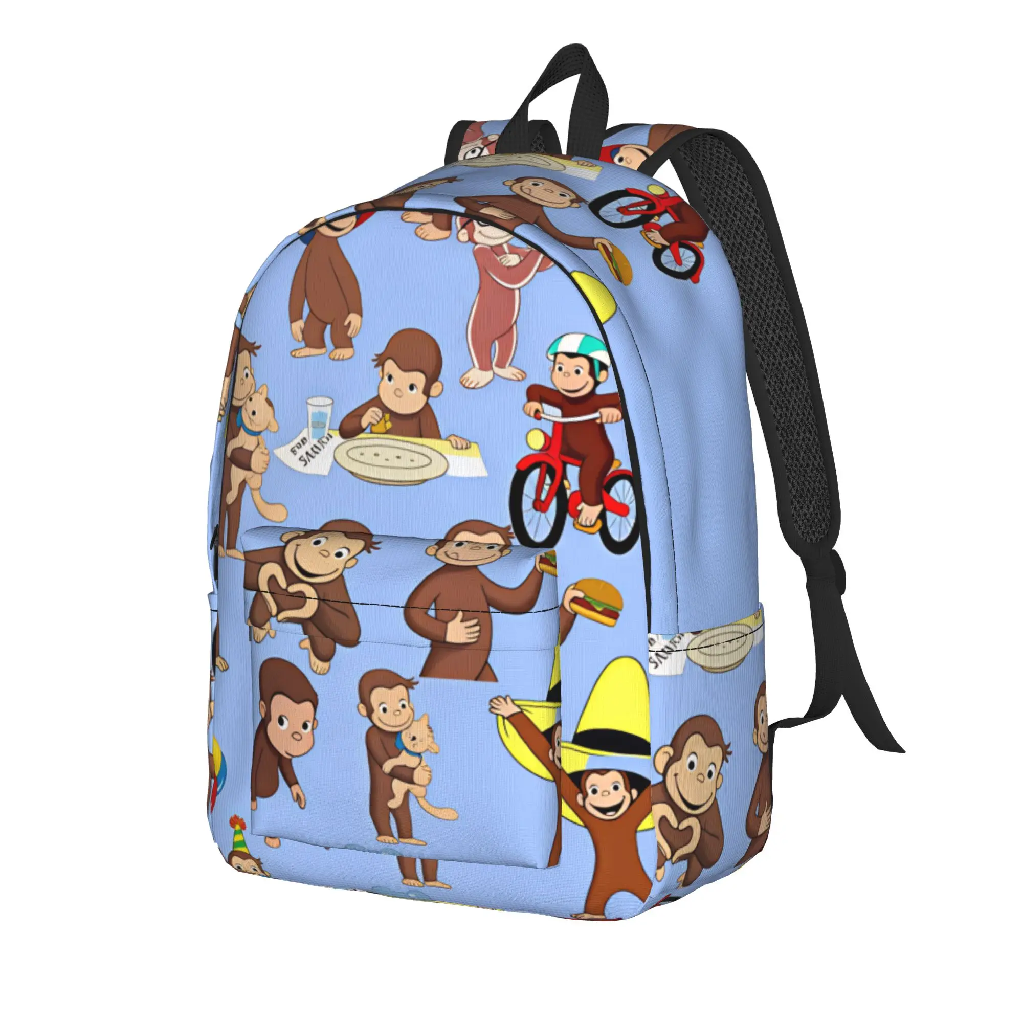 I Just Happen To Love Curious George Backpack  Aesthetic Backpacks Boy Travel Durable School Bags Custom Rucksack