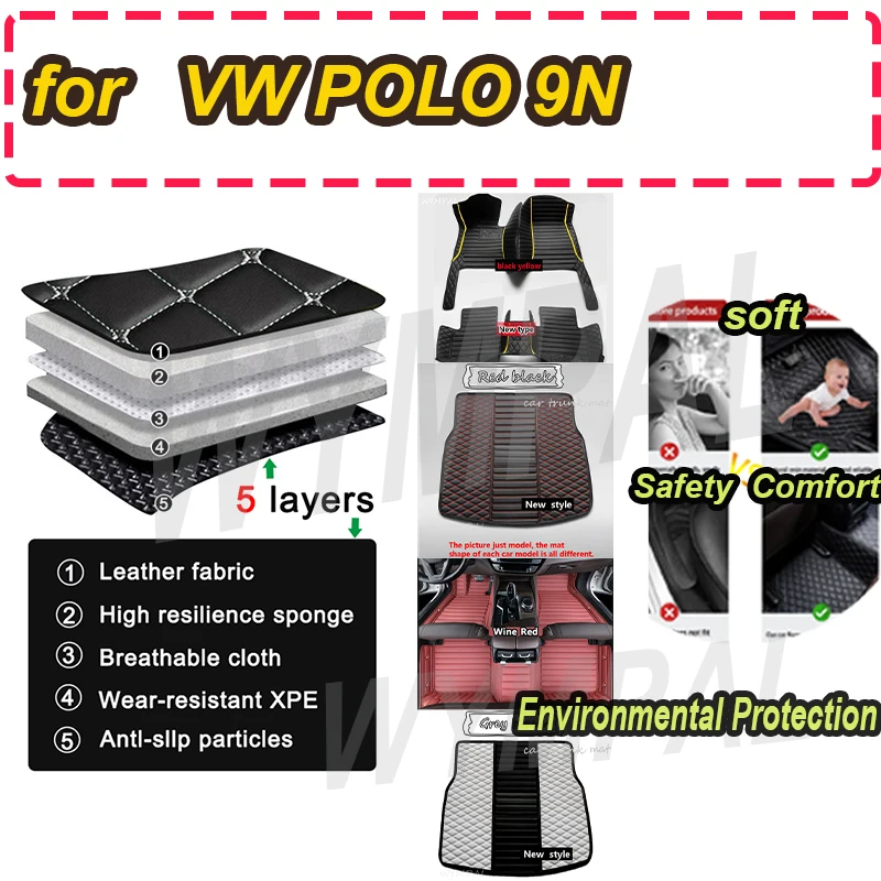 

LUXURY Custom Automotive Car Floor Mats For VW POLO 9N 2002 2003 2004 2005 2006