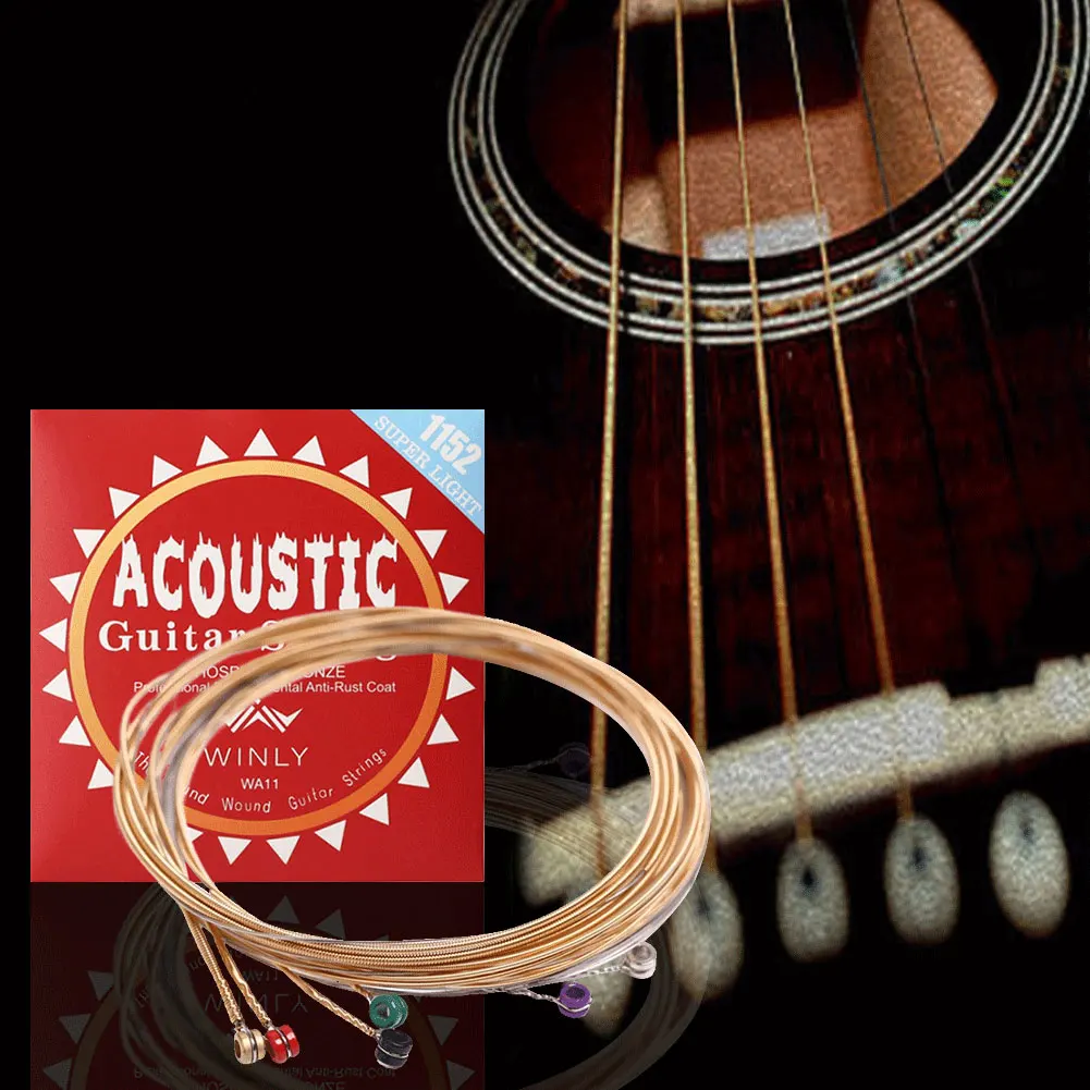 Acoustic Guitar Strings Steel Core Light Acoustic Strings Phosphor Bronze Coating Guitar Strings for Guitar Professionals