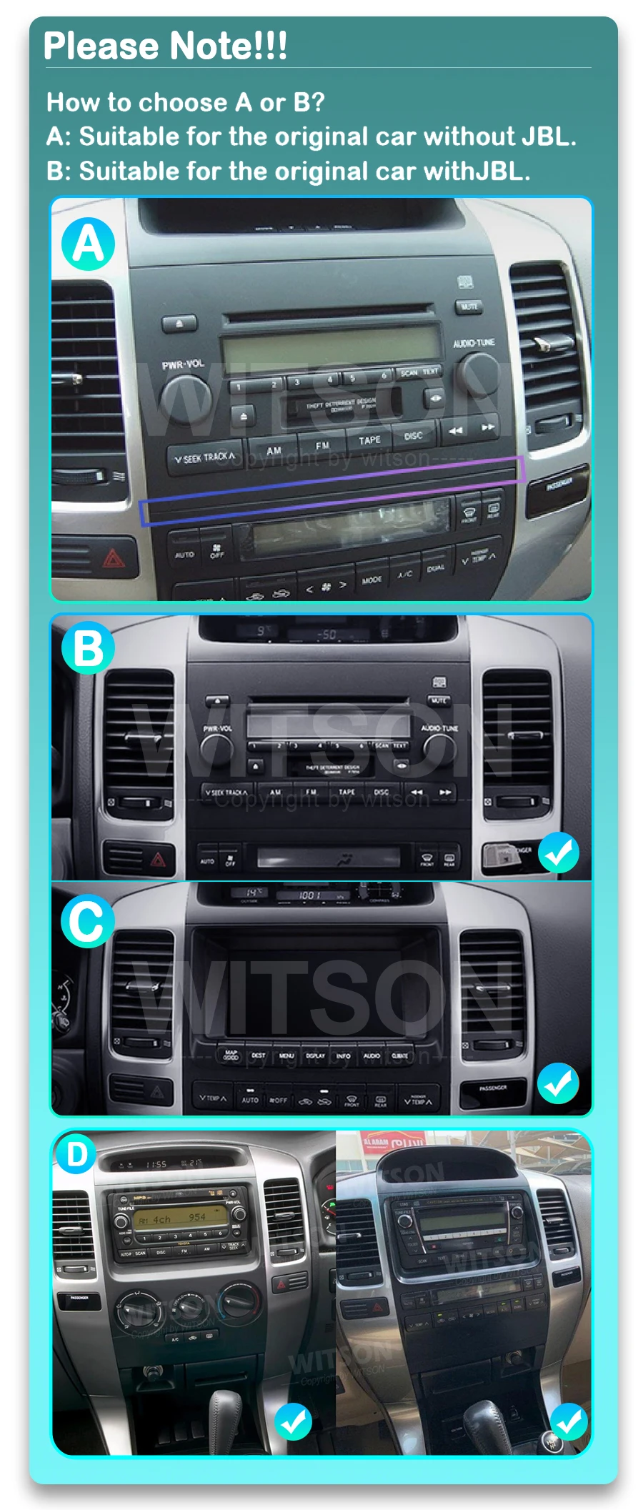 WITSON 9'' Android 13 Car Multimedia  For Toyota Land Cruiser Prado 120 2004 2005 2008 2009 Radio Auto GPS Navigation Auto Stere