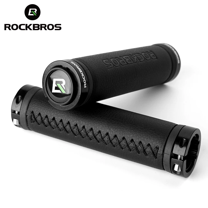 ROCKBROS MTB Road Bike Handlebar Grips Microfiber Leather Dust-proof Aluminum Alloy Lock Ring Cycling Grip Bicycle Accessories