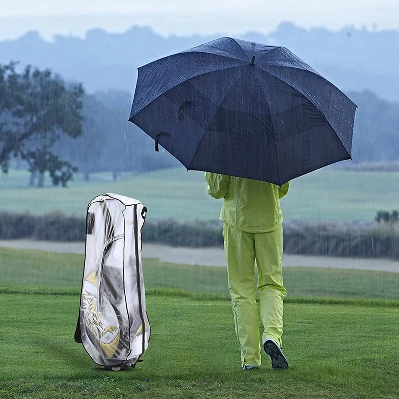 2X Golf Bag Rain Cover Hood Waterproof, Clear Protection Cover With Hood For Golf Push Carts.