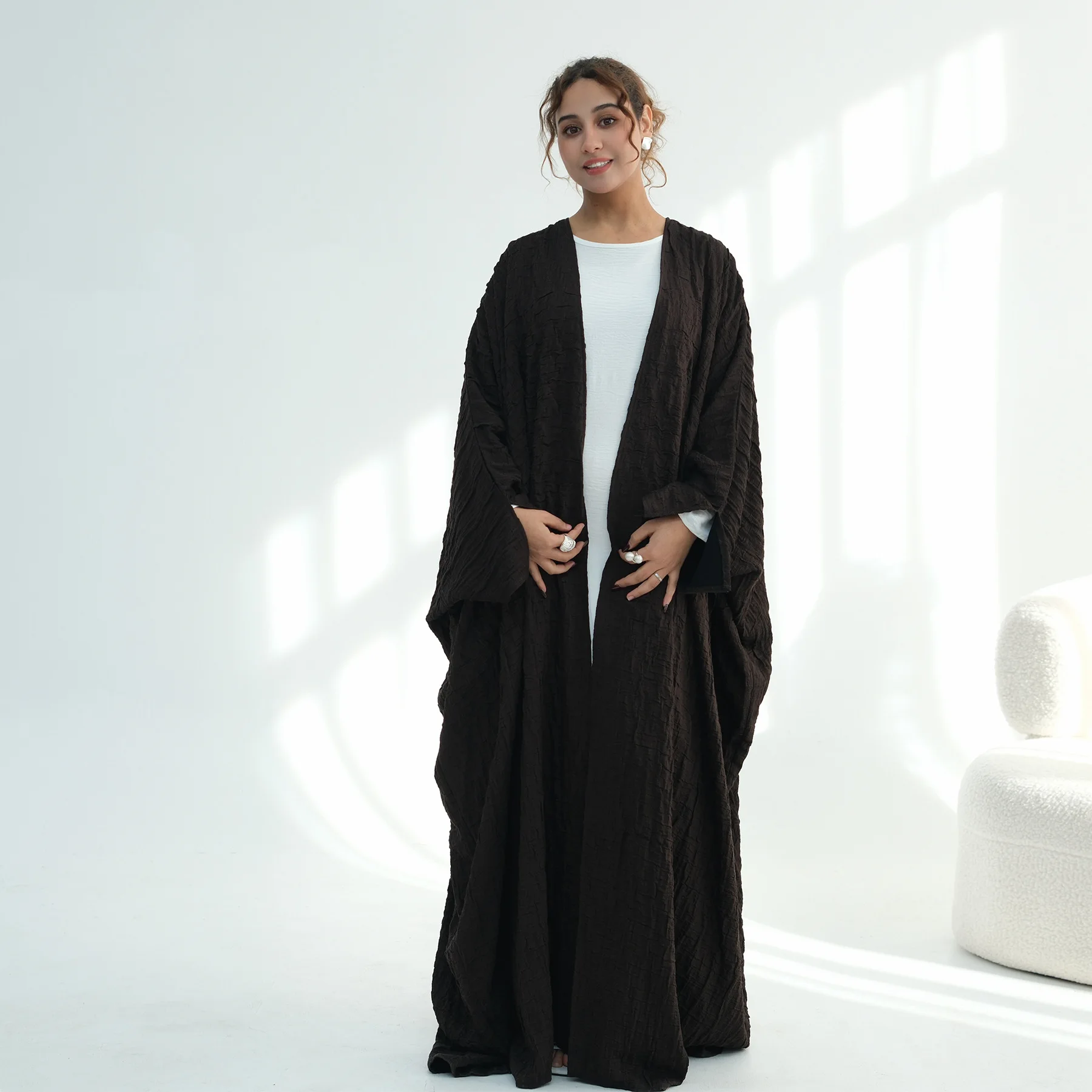 Eid Abaya Women Double-faced Jacquard Open Dress Muslim Jalabiya Ramadan Dubai Vestidos Largos Party Arab Long Robe Kaftan 2026