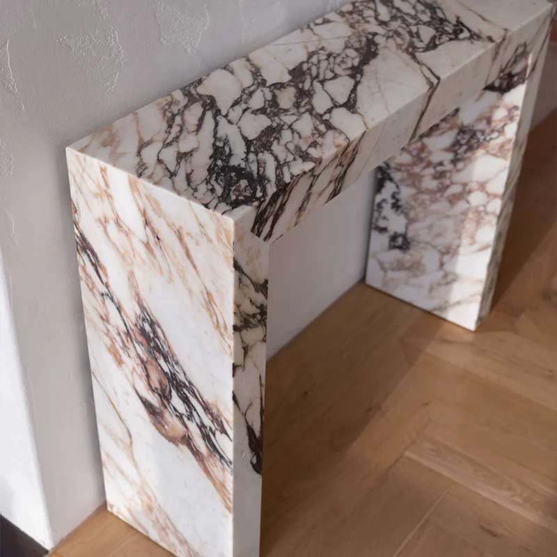 #Dream Home Calacatta Viola Marble Console Table Integrated U Shaped Modern Entryway Hallway Accent Table
