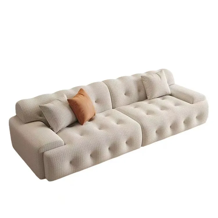 

Итальянский минималистичный диван из бархатной ткани, тканевый диван во французском кремовом стиле для гостиной