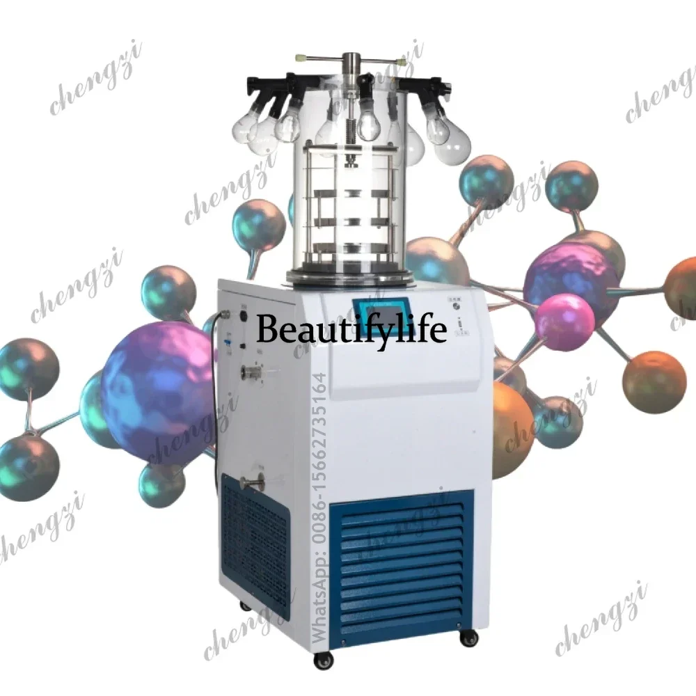 Multi-pipeline Lab 3-4kg Branch Manifold Desktop Type Lyophilizer Vacuum Freeze Dryer with Eggplant Shaped Flask