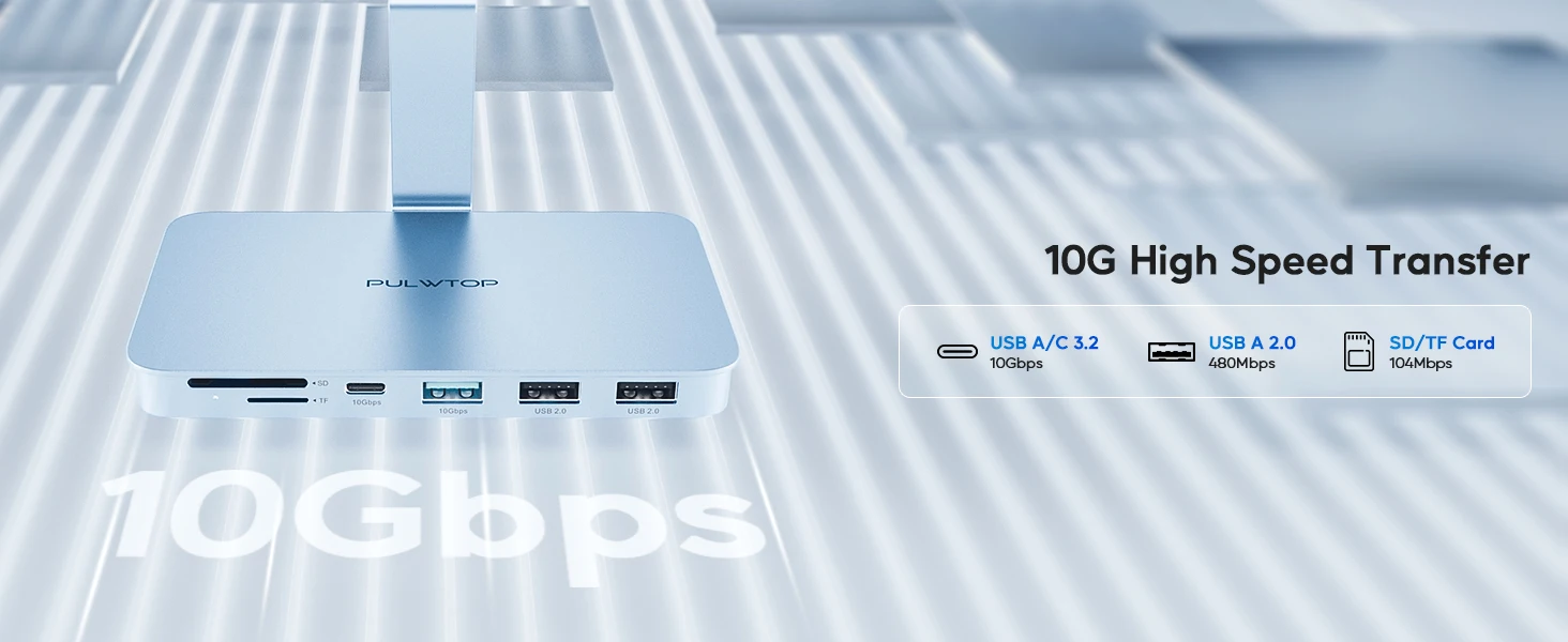 PULWTOP USB-C-Hub für iMac mit USB-A/C 10 Gbit/s, USB-A 2.0, SD-/TF-Kartenleser für iMac 24 Zoll M1/M3/M4 & Studio Display 2 – Detail 3