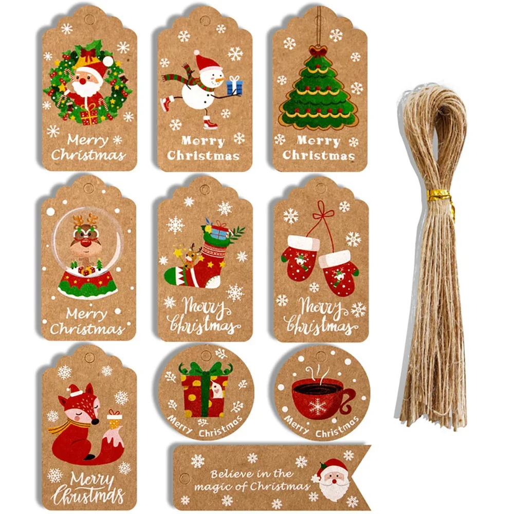 Runtow 50 Stück Weihnachts-Themenetiketten für Zuhause, Weihnachtsdekoration, 2026, Neujahrsornamente, Weihnachtsgeschenk-Dekorationsetiketten