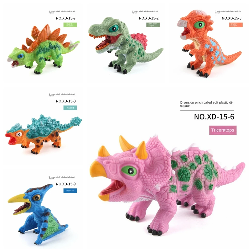 Caoutchouc souple presser son dinosaure tyrannosaure presser dinosaure modèle jouet éducation précoce Mini stégosaure modèle garçons cadeau