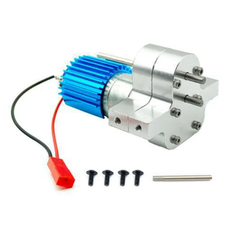 ABDX-Metal Portable Gearbox 370 Reduction Motor with Heat Sink Truck Pickup Cartoon Adaptive Gearbox Assembly,Silver &