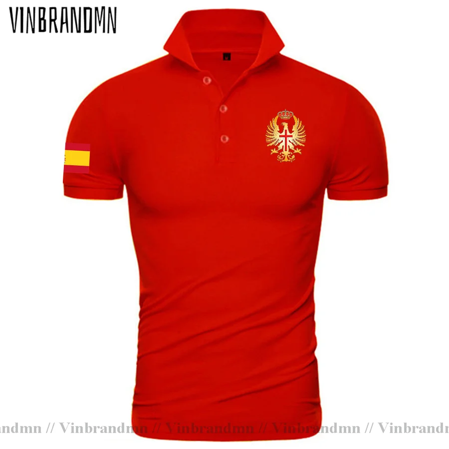 Army Kingdom of Spain Espana ESP Spanish Spaniard Mens Cotton Summer Slim Fit Short Sleeve Solid Color Polo Shirts Fashion Tees