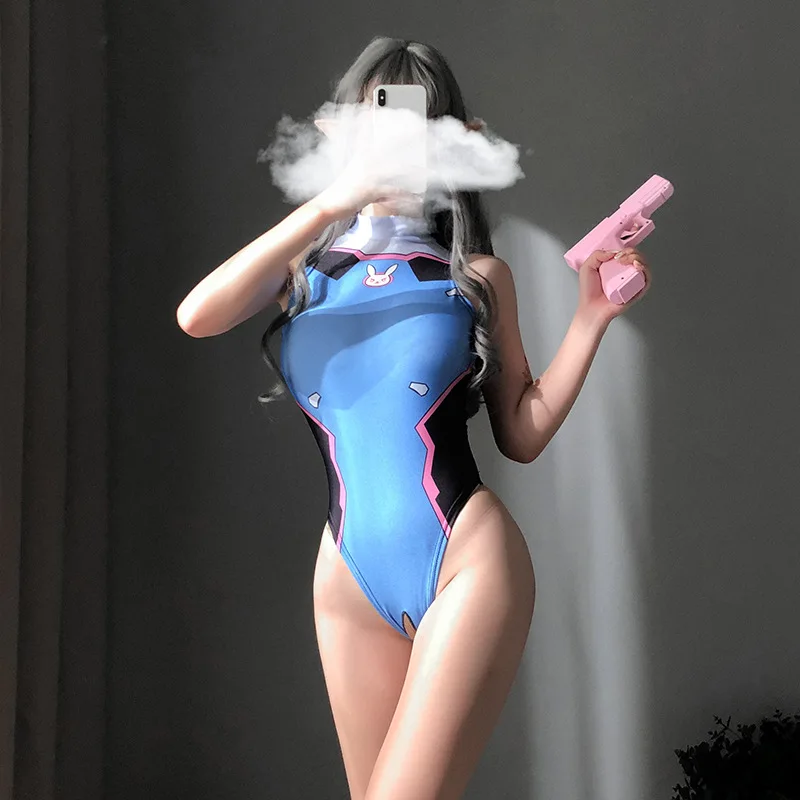 Japan Anime Cosplay Open Crotch Bodysuit Exotic Uniform Women Sexy Lingerie Crotchless Costumes Female Nightgown Underwear