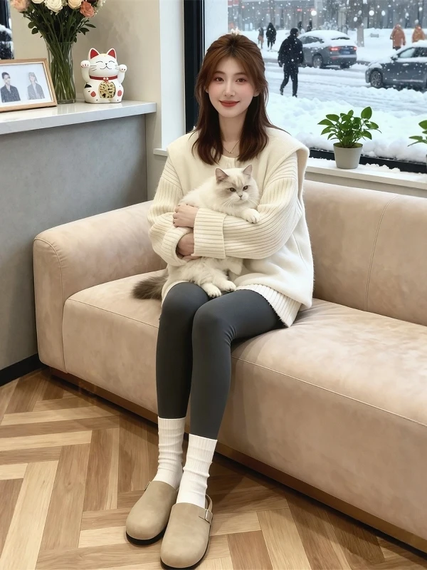 Canotta rotonda allentata Ne Svel Canotta da donna autunno inverno Faionable Capispalla Canotta Vestibilità comoda Colore