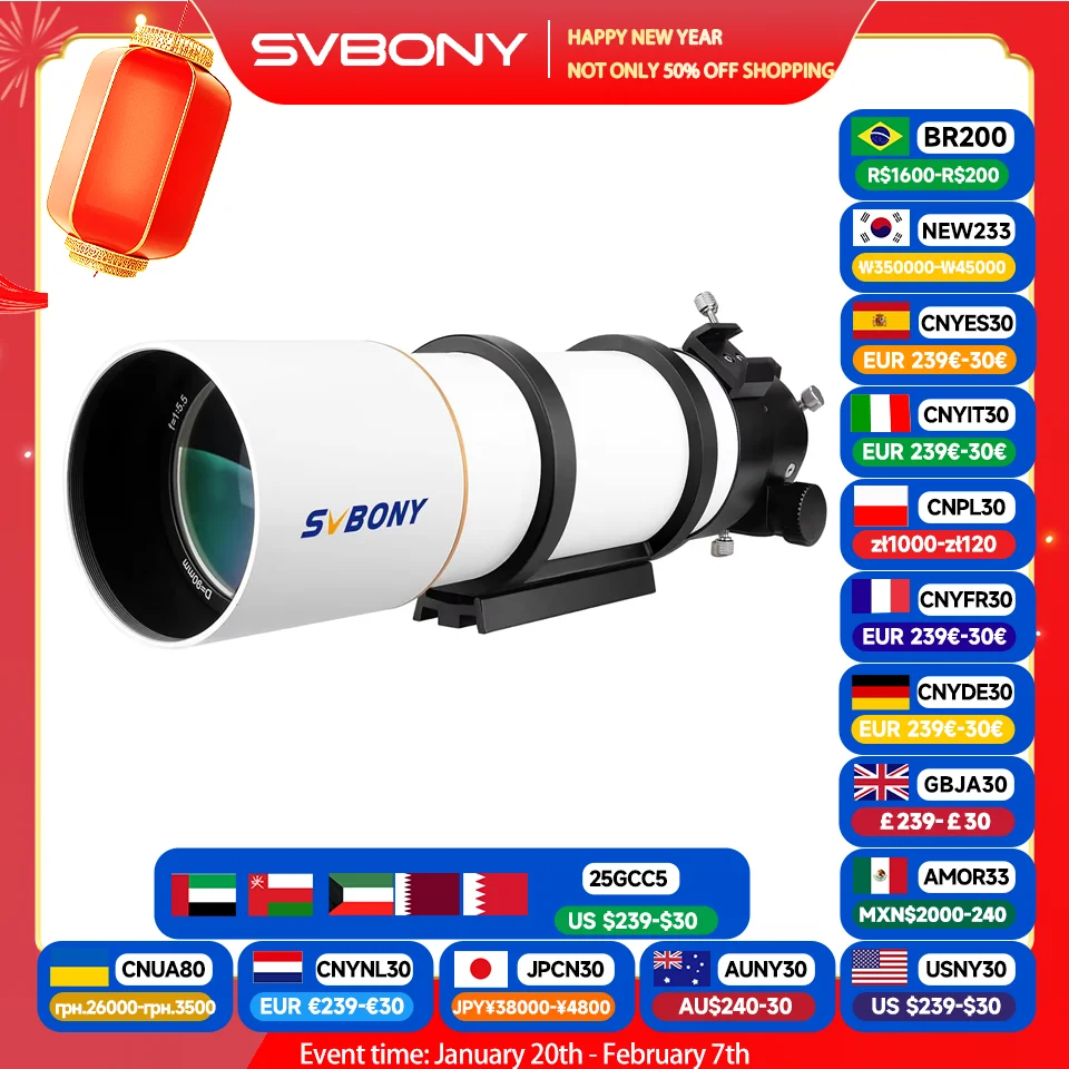 SVBONY SV48P 90/102mm Aperture F5.5 Refractor OTA Astronomical Telescope for Adults And Beginners Deep Sky Astrophotography