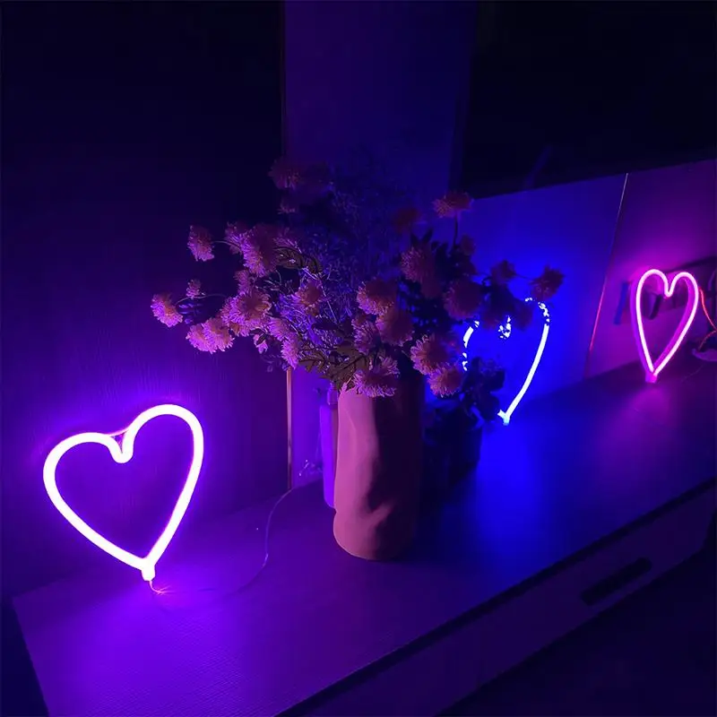 5V LED Love Heart Neon Light Romantic Valentine\'s Day Decoration Lamp For Wedding Party Proposal Anniversary Gift LED Modeling