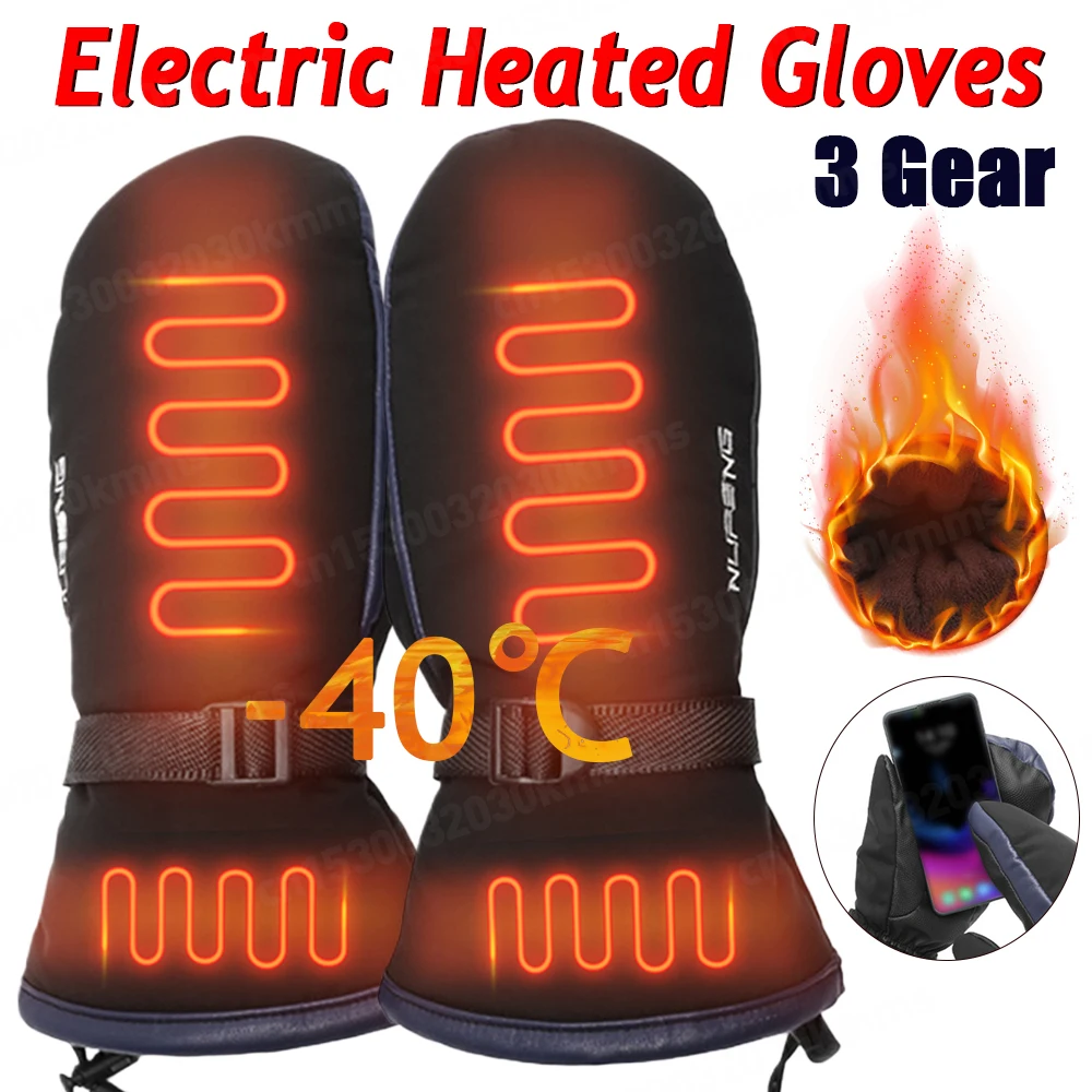 Electric Heated Gloves Motorcycle Winter Moto Heated Gloves Warm Waterproof Rechargeable Heating Thermal Gloves For Snowmobile