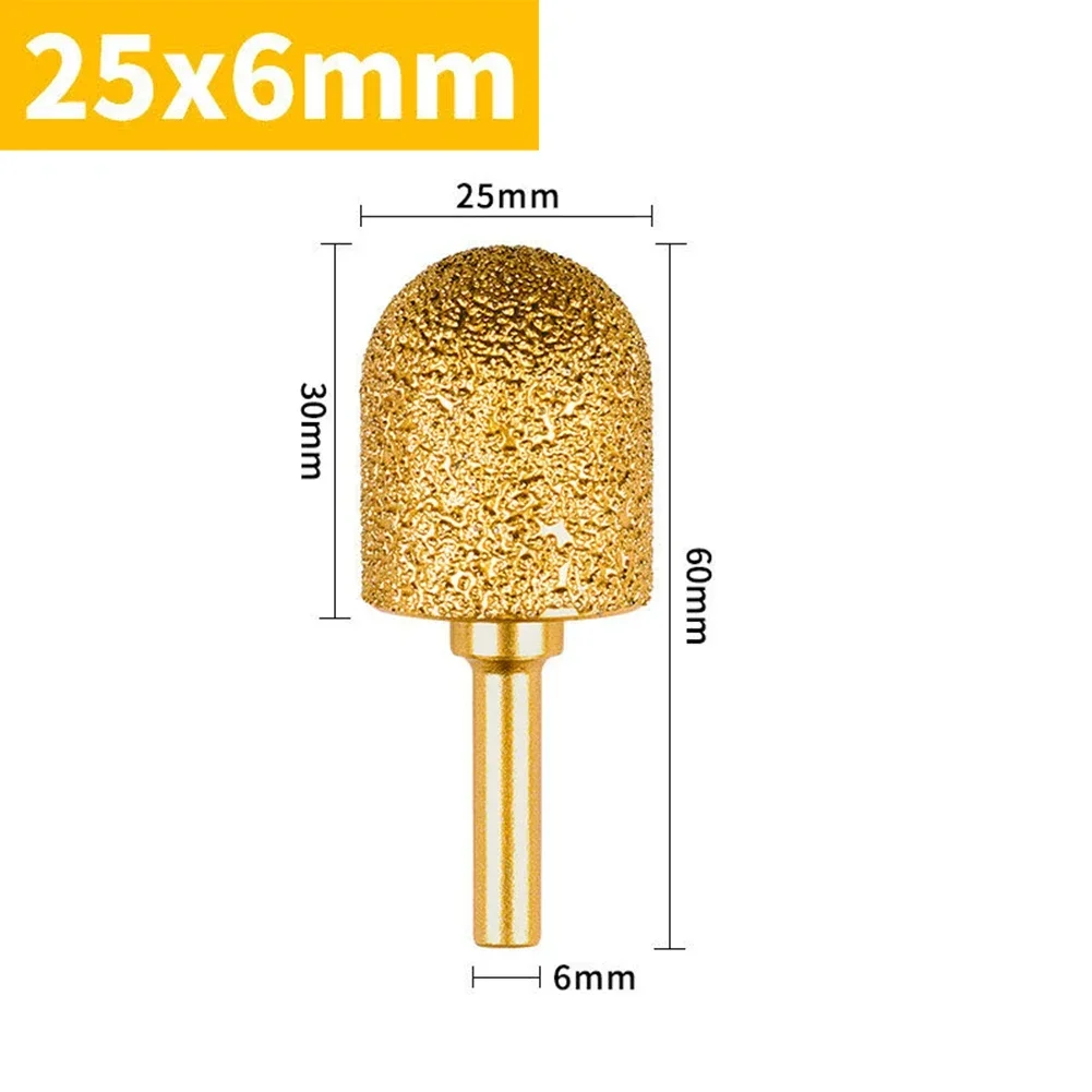 1pc 8-25mm Diamond Burr Tools Drill Grinding Head For Metal Engraving Polishing Cylindrical Round Head Rotary File Power Tools