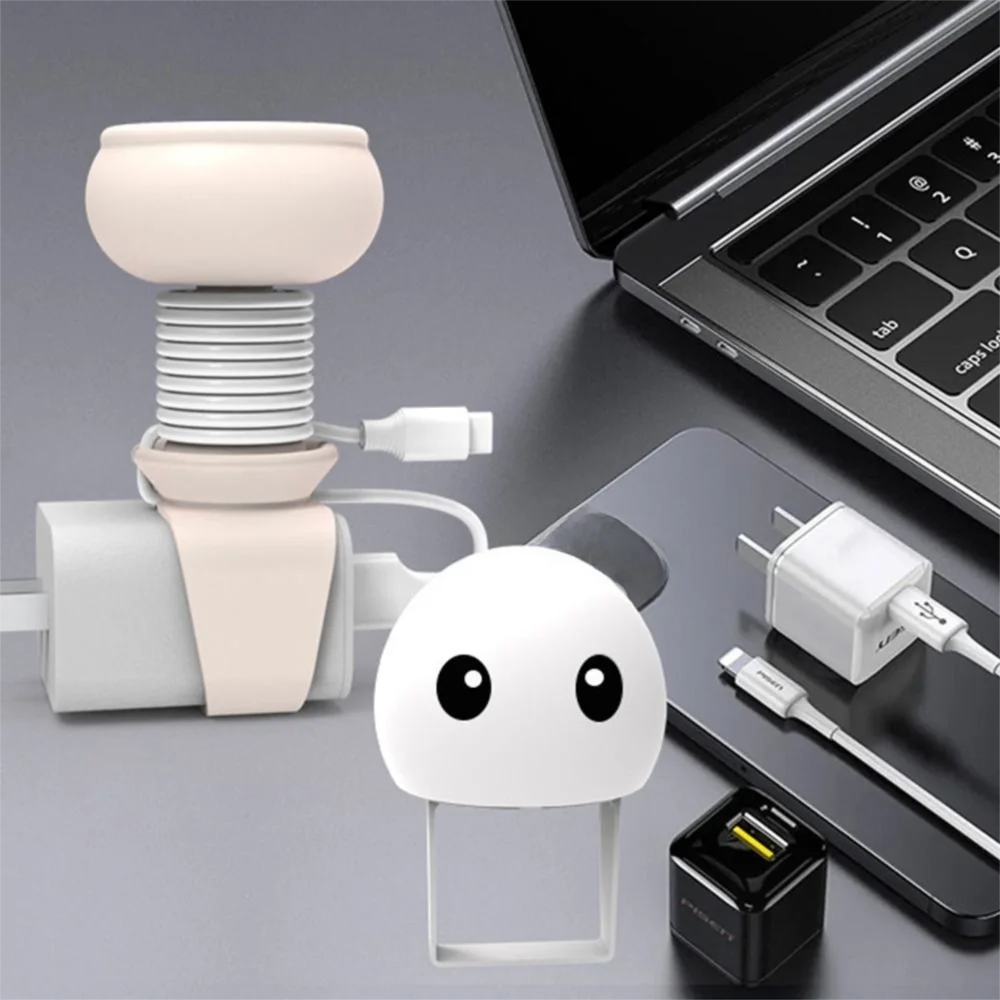 كابل بيانات محمول اللفاف الكرتون متعدد الوظائف سطح المكتب كابل تخزين مشبك سيليكون حزام ربط كابل بيانات مشبك حزام