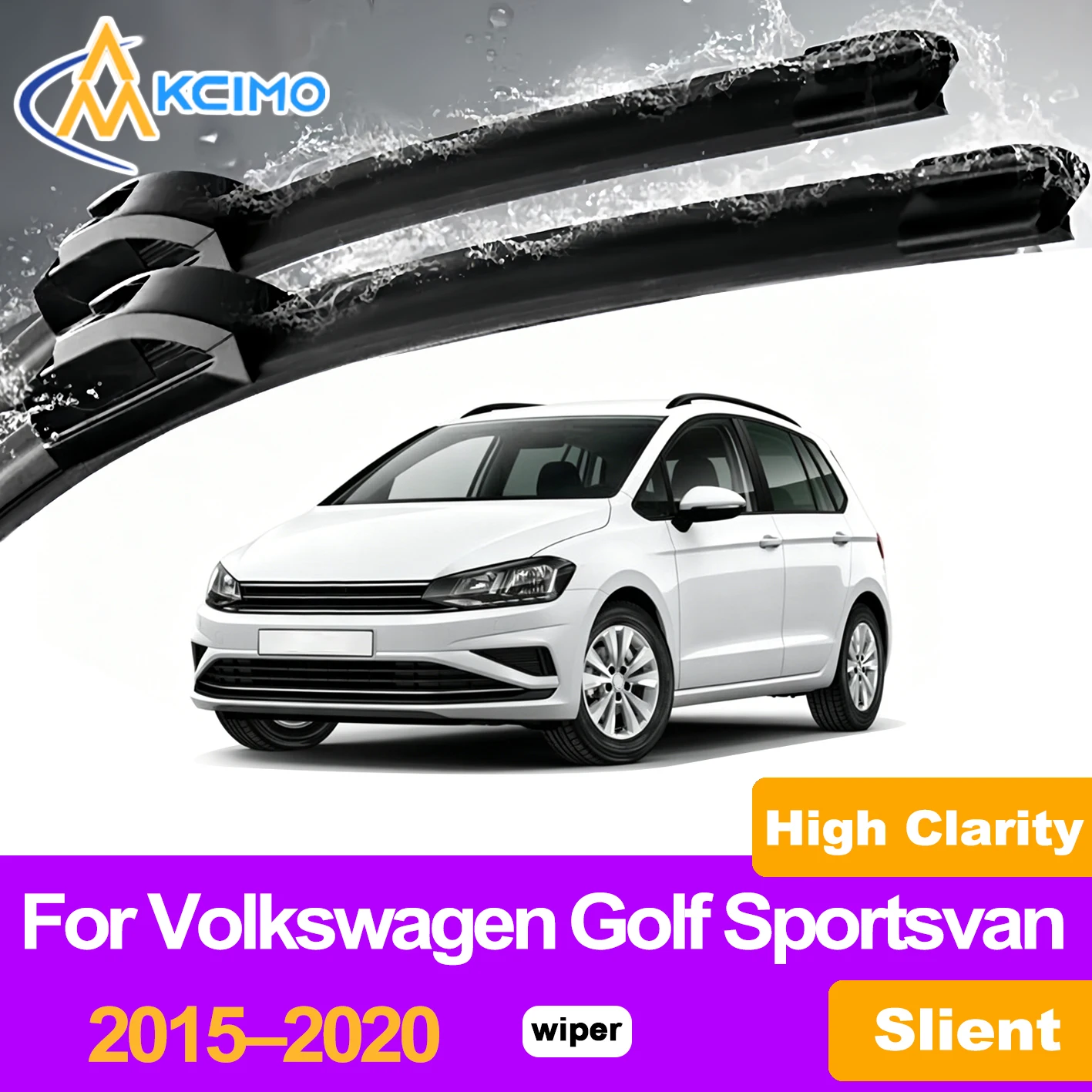 

KCIMO 2PCS Front Windshield Wiper Blades For Volkswagen Golf Sportsvan 2015–2020, High Toughness Premium Rubber Wipers Blades