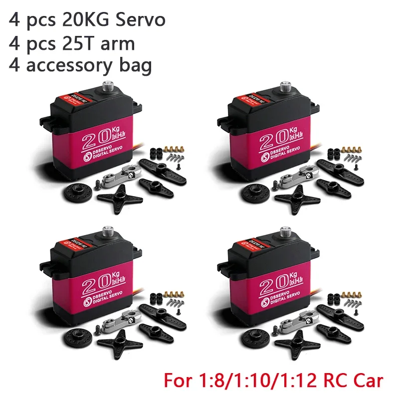 4PCS RC Servo 20KG DS3218 Pro Digital Servo Baja Servo Large Torque High Speed 0.09S Metal Gear For 1/8 1/10 1/12 Scale RC Cars