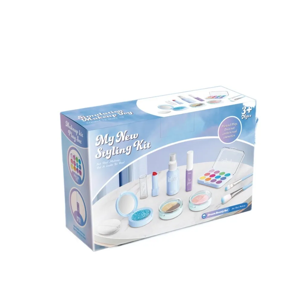 Conjunto de jogos para salão de beleza, kit de maquiagem infantil, acessórios para jogos de beleza, kit de maquiagem para meninas de 3 a 5 anos, conjunto de cosméticos