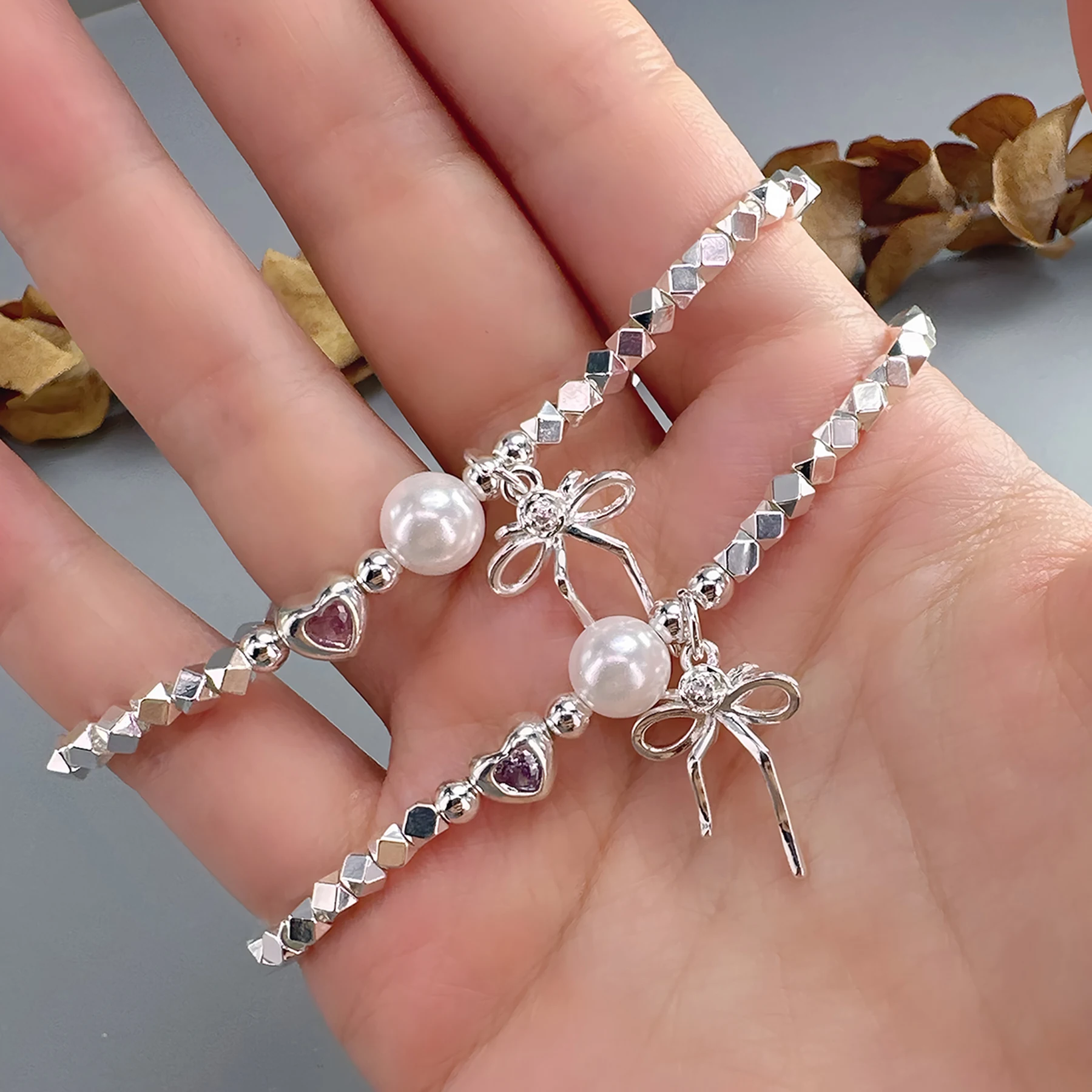 سام الباندا 925 فضة شل اللؤلؤ الفضة الخرزة سوار للنساء هدية الحب القلب القوس قلادة مجوهرات دروبشيبينغ