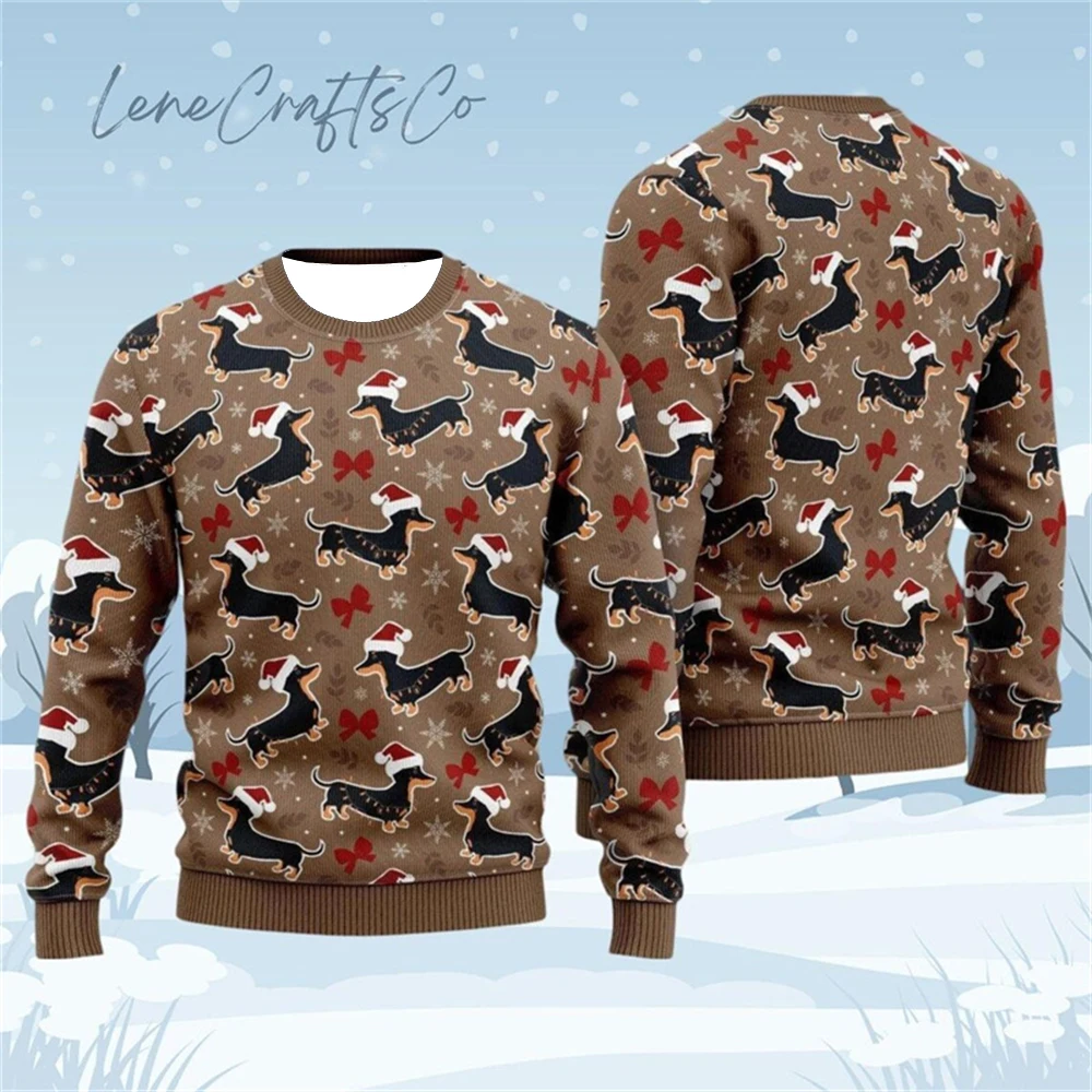 مضحك ثلاثية الأبعاد طباعة الألماني الجرافيك عيد الميلاد سترة قبيحة لطيف كلب جولة الرقبة البلوز البلوز السنة الجديدة عيد الميلاد بلوزات #6