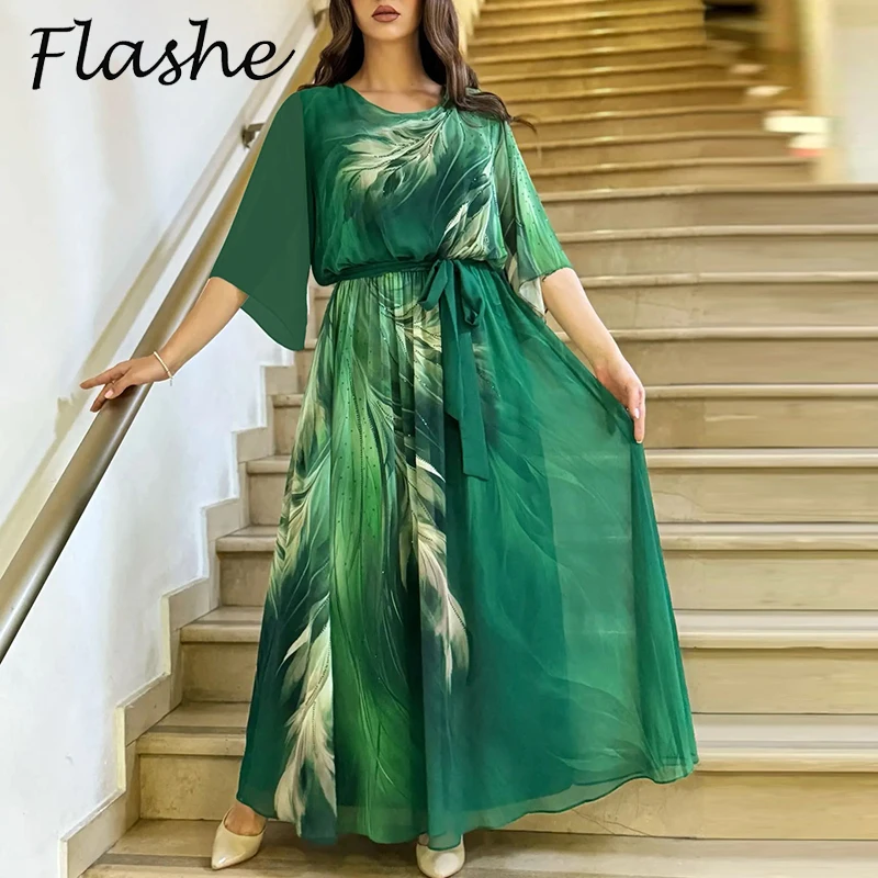 

Summer Short Sleeve Oversized Vintage Floral Printed Dresses For Women Casual Loose Long Dress Plus Size Women Party Dress