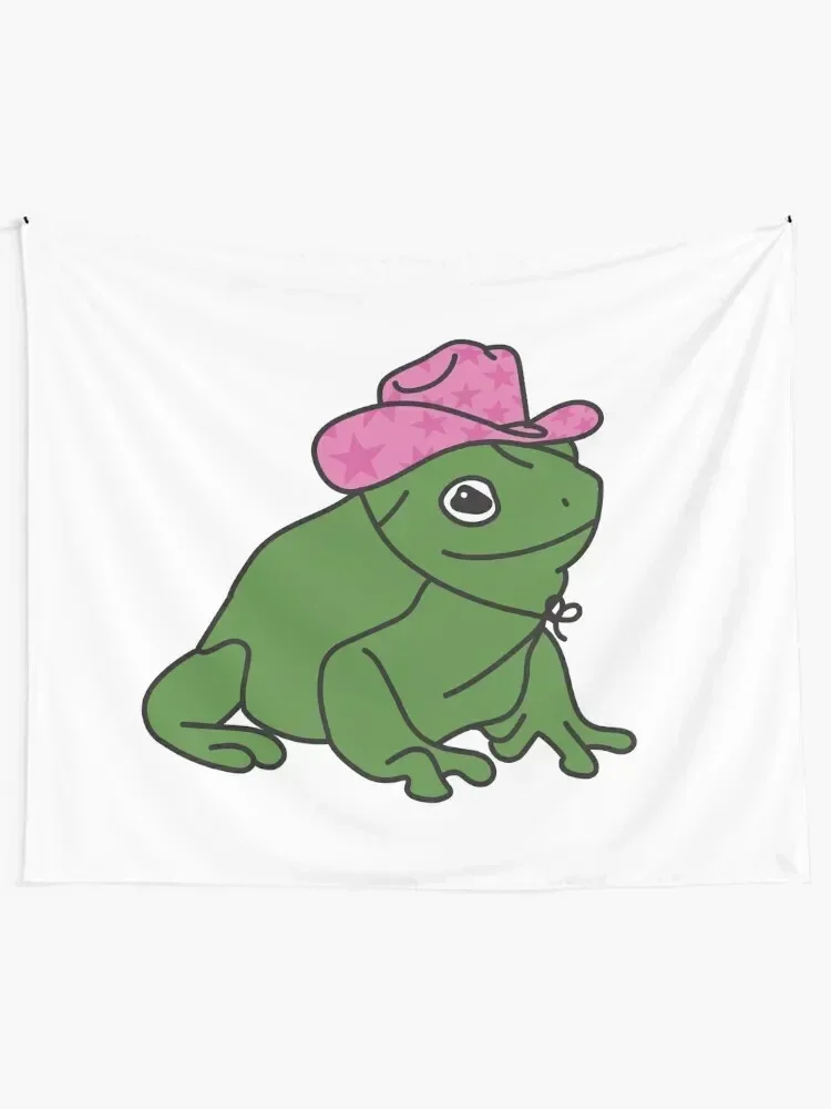 Frog With A Pink Cowboy Hat Tapestry Mushroom Decorative Paintings For Bedroom Room Decor Cute Tapestry