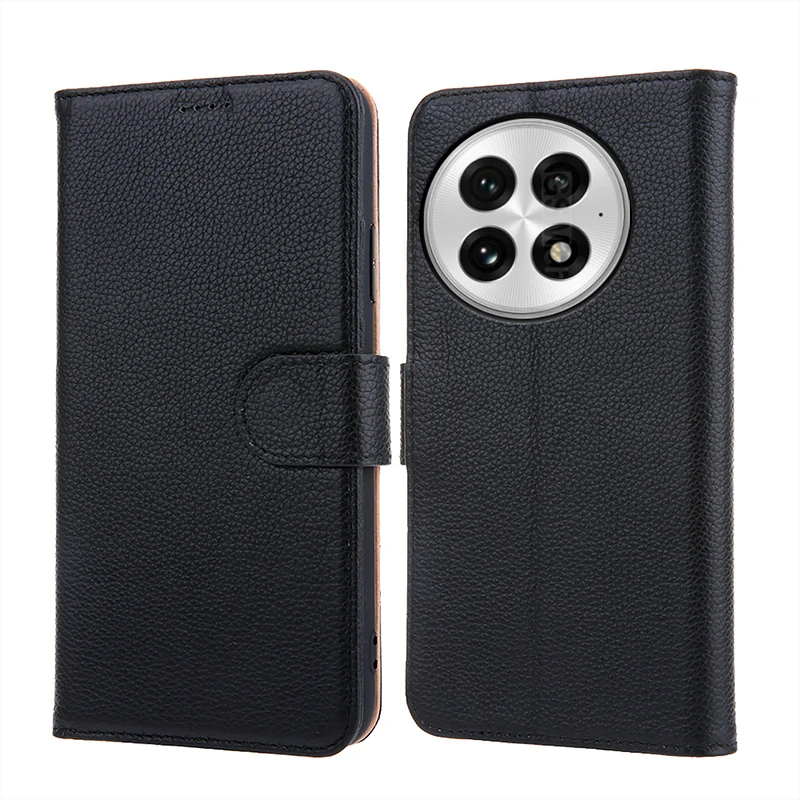 

Filp 100% Real Leather Lichee Pattern card Slot Wallet Cover For OnePlus 13 12 11 10 Pro 9RT 8T 8 Magnetic skin shockproof Case