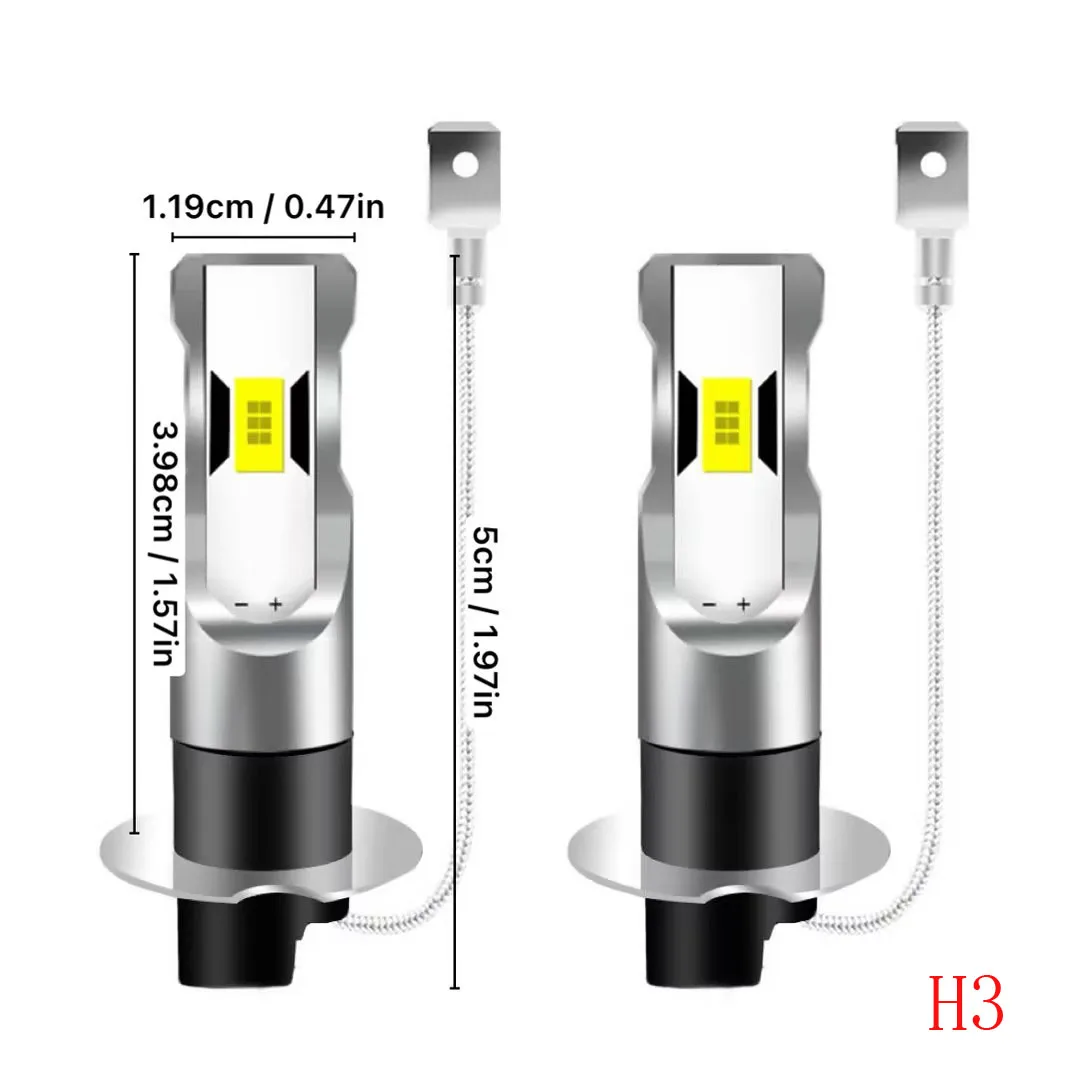 2Pcs LED H3 H1 3000K Golden Yellow White Headlights 50000LM 120W 3570 CSP Turbo Auto Light 1: 1 Fanless Mini 12V Plug And Play