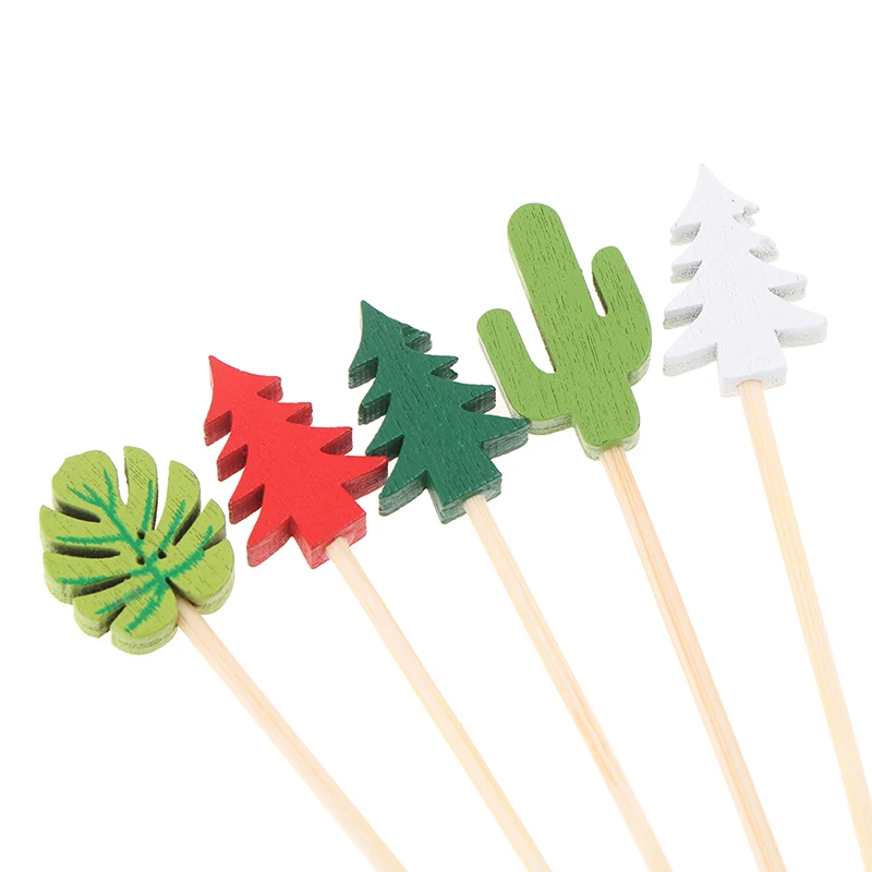 50/100Pcs Disposable Bamboo Skewers Food Cocktail Picks Buffet Fruit Cupcake Fork Sticks Party Table Decoration Supplies