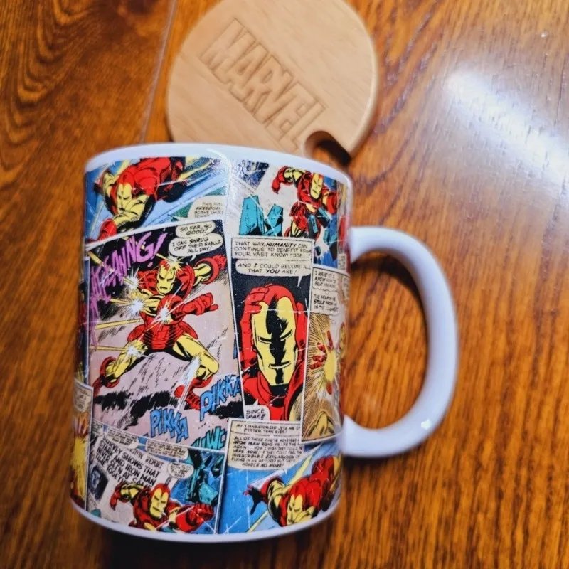 New Marvel Animation Peripheral Ceramic Mug Iron Man Spider-Man Cartoon Comic Mug Creative Trendy Water Cup Birthday Gift