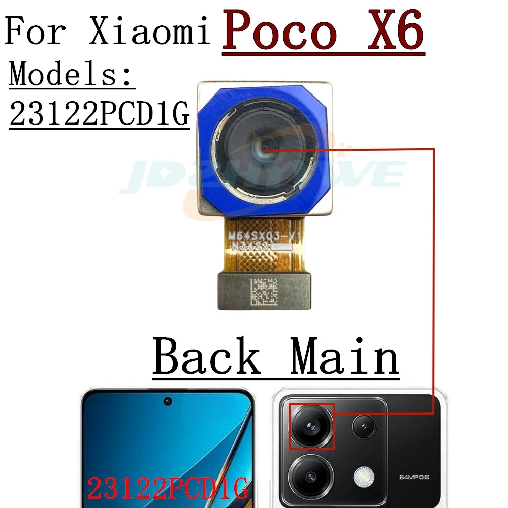 Front Rear Camera For Xiaomi Poco X6 Pro X6pro Frontal Selfie Facing Wide Main Back Camera Module Flex Cable Parts