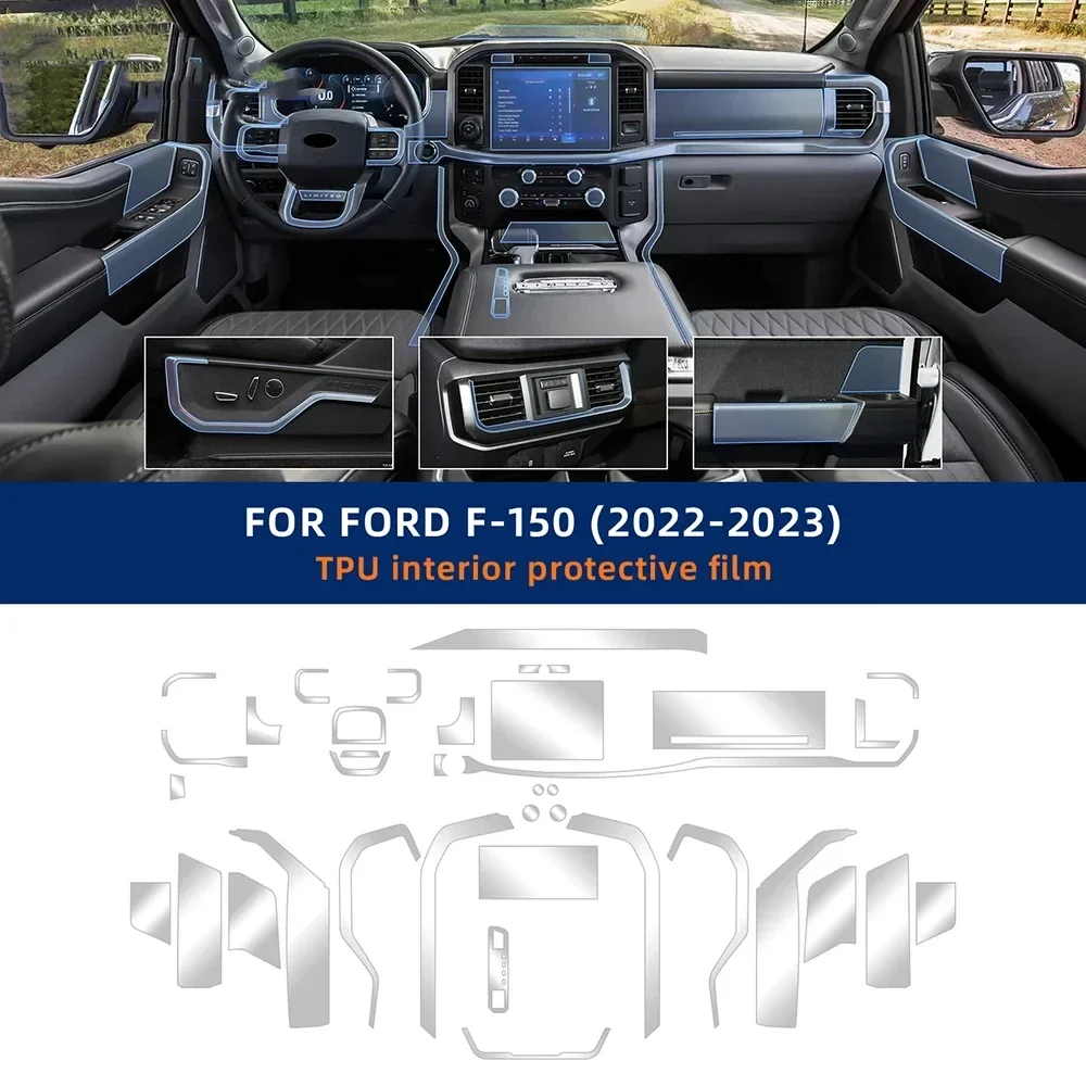 For Ford F-150 2022-2023 F150 Car Interior Protection Film TPU Clear Self-adhesive Console Gear GPS Screen Anti scratch Sticker